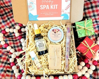 Holiday Spa Gift Set || Organic Skincare Kit || Organic Gift Box || Self-Care Gift || Personalized Gift for Her || Christmas Gift for Her