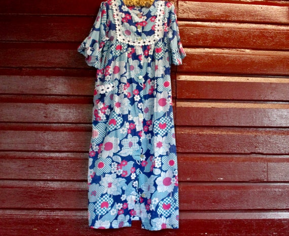 1960s Mod cotton voile robe sz 10