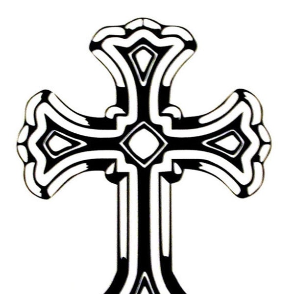 Cross Crucifix Vinyl Decal Gothic Sticker various sizes and colours Design No. 1