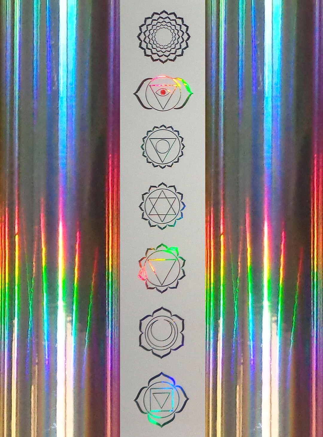 Chakra Symbols Vinyl Decals Set of 7 Decals ~ Iridescent Metallic Vinyl ...