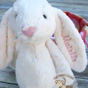 Personalized Easter bunny, Stuffed Easter Bunny, Monogrammed Easter Bunny, Monogrammed Bunny, Monogrammed easter, baby bunny, baby stuffy image 2