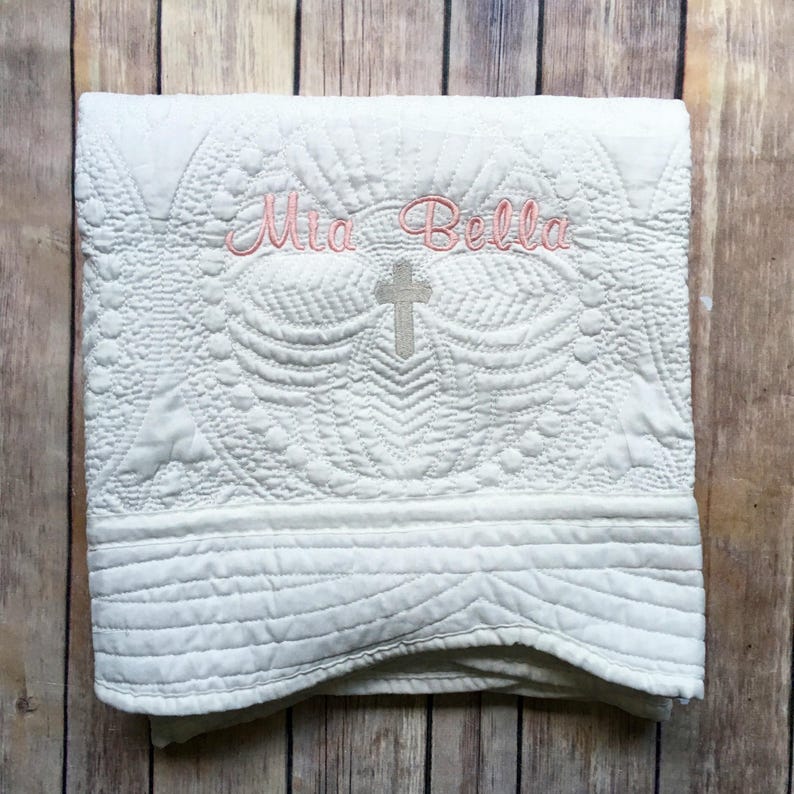 Monogrammed Baby Quilt Christening Quilt Baptism Quilt Baby Etsy