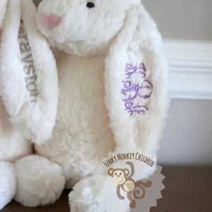 Personalized Easter bunny, Stuffed Easter Bunny, Monogrammed Easter Bunny, Monogrammed Bunny, Monogrammed easter, baby bunny, baby stuffy image 3