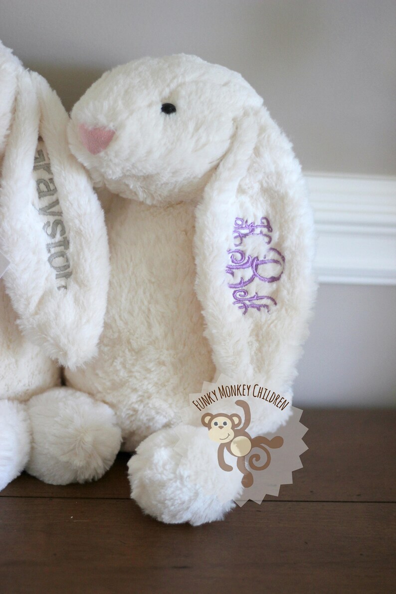 Personalized Easter bunny, Stuffed Easter Bunny, Monogrammed Easter Bunny, Monogrammed Bunny, Monogrammed easter, baby bunny, baby stuffy image 3