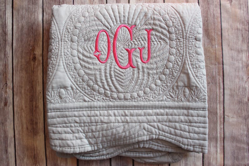 Monogrammed Baby Quilt, Personalized Baby Blanket, Personalized Baby Quilt, Monogrammed Baby Blanket, New Baby, Baby Girl Quilt, Baptism Grey