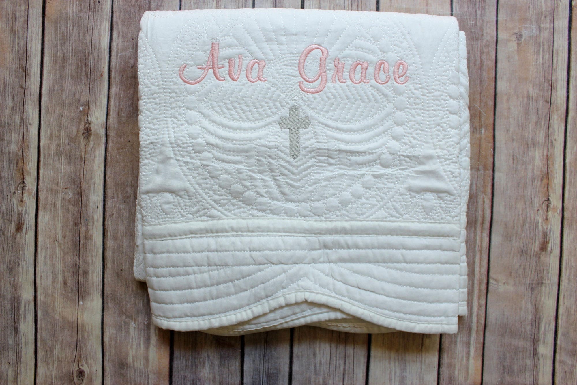 Monogrammed Baby Quilt Christening Quilt Baptism Quilt Baby Etsy