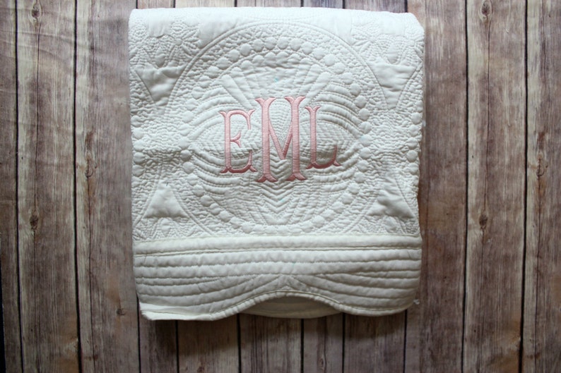 Monogrammed Baby Quilt, Personalized Baby Blanket, Personalized Baby Quilt, Monogrammed Baby Blanket, New Baby, Baby Girl Quilt, Baptism image 2