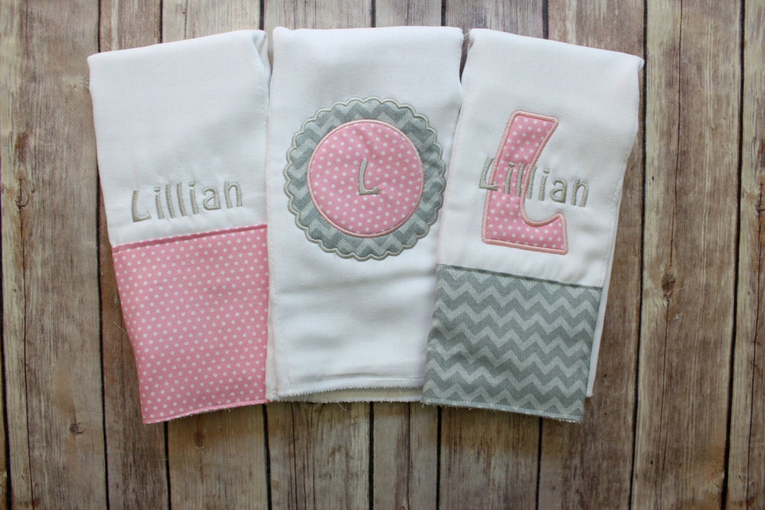 Personalized Baby Girl Burp Cloth Set Monogrammed with Etsy