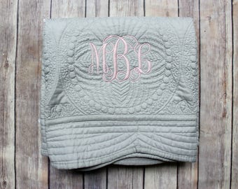 Monogrammed Baby Quilt, Personalized Baby Blanket, Personalized Baby Quilt, Monogrammed Baby Blanket, New Baby, Baby Girl Quilt, Blanket