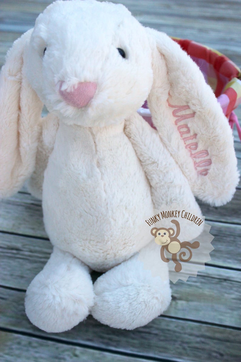 Personalized Easter bunny, Stuffed Easter Bunny, Monogrammed Easter Bunny, Monogrammed Bunny, Monogrammed easter, baby bunny, baby stuffy image 2