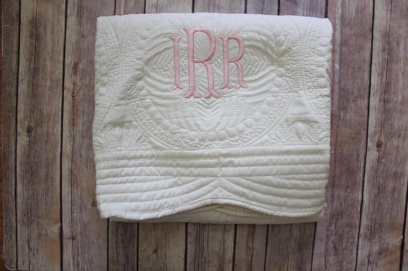 Monogrammed Baby Quilt, Personalized Baby Blanket, Personalized Baby Quilt, Monogrammed Baby Blanket, New Baby, Baby Girl Quilt, Baptism image 5