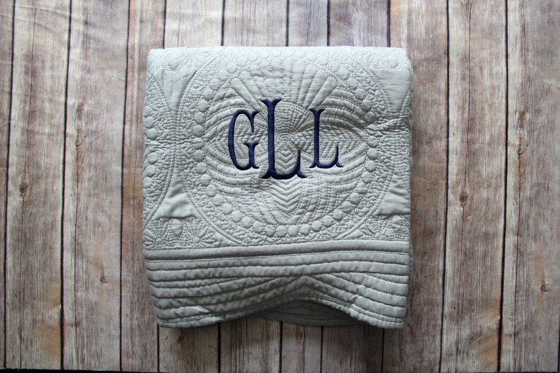 Monogrammed Baby Blanket Navy Grey Baby Monogram Baby Quilt New Baby Personalized Baby Blanket Baby Boy Quilt Personalized Baby Quilt