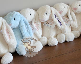 Personalized Stuffy, Monogrammed Bunny, Stuffed Animal New Baby Gift, Monogrammed Rabbit, Monogram Baby, Baby Shower Christening Gift