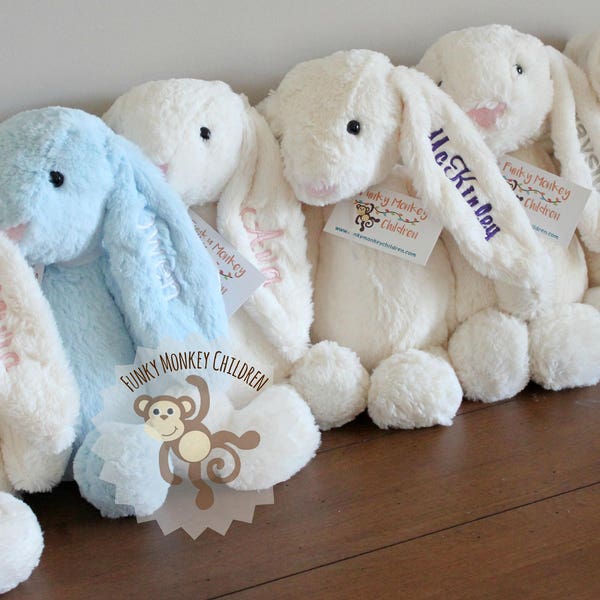 Personalized Stuffy, Monogrammed Bunny, Stuffed Animal New Baby Gift, Monogrammed Rabbit, Monogram Baby, Baby Shower Christening Gift