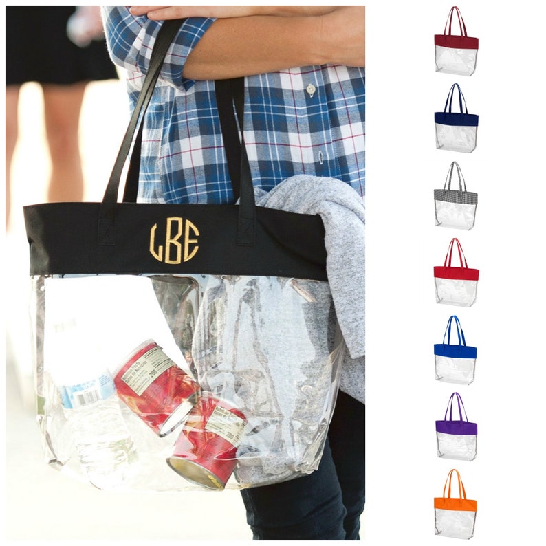 Monogrammed Clear Stadium Tote Crossbody Clear Bag Etsy