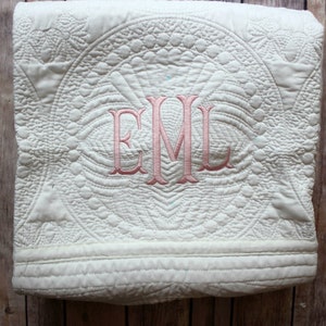 Monogrammed Baby Quilt, Personalized Baby Blanket, Personalized Baby Quilt, Monogrammed Baby Blanket, New Baby, Baby Girl Quilt, Baptism White