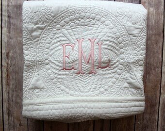 Monogrammed Baby Quilt, Personalized Baby Blanket, Personalized Baby Quilt, Monogrammed Baby Blanket, New Baby, Baby Girl Quilt, Baptism