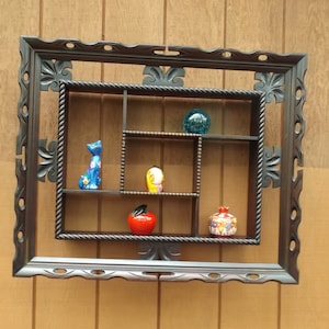 Sale Delightful open work antique large display case carved frames, wooden, wall hanging, Gift idea. 28&quot;H x 34&quot;W X 5 3/4&quot;depth.