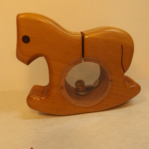 Sale Antique money bank Wooden horse with money inside.  Kids room decor. Hand carved . Gift idea