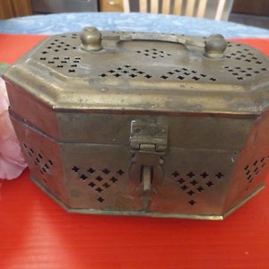 Large Brass Incense Burner with lid and handle/ footed burner, Home Decor, Boho Style .Great gift.