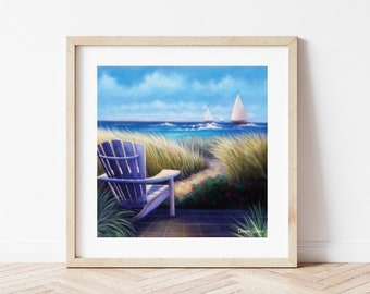 INSPIRATIONAL beach ART; 8x8, 12x12,Coastal decor; beach wall art; giclee fine art print; Handmade Coastal gift; Nautical art