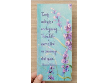 Inspirational keepsake card "Every Ending is a New Beginning" quote; Spiritual cards, GOD
