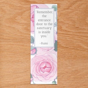 Rumi quote blu morning glories, yoga, Spiritual gift, motivational,Keepsake bookmark, inpirational friend gift mental health image 5