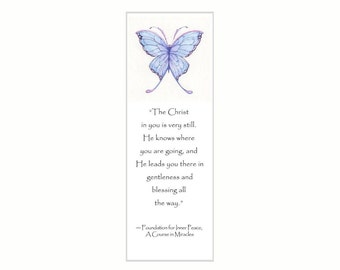 Course in Miracles quote; dragonfly art; Spiritual gift, ACIM, Keepsake bookmark, inspirational