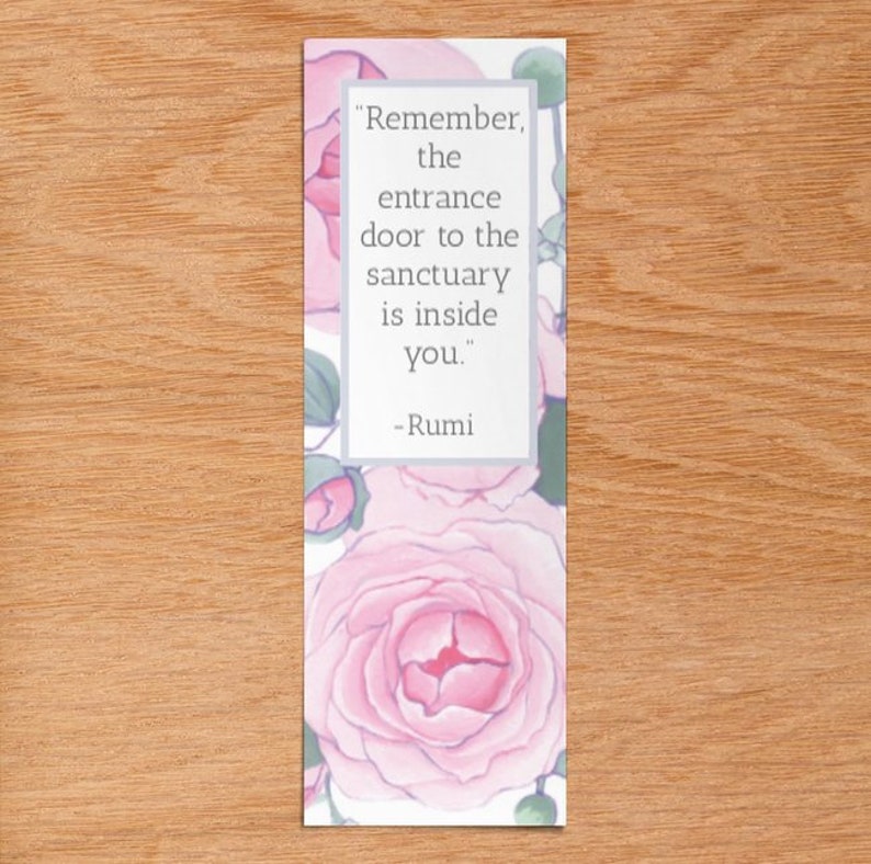 Rumi quote blu morning glories, yoga, Spiritual gift, motivational,Keepsake bookmark, inpirational friend gift mental health image 5