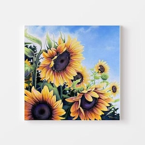 SUNFLOWERS, reproduction print, Fine Art; floral print, Botanical home decor