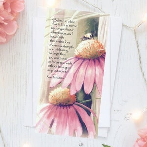 BIENENKARTE; Lila Coneflower, Echinacea, Rilke; Komfortkarte;Inspirierende Andenkenkarte mit Spruch; Ermutigungskarte; Geschenk für sie;
