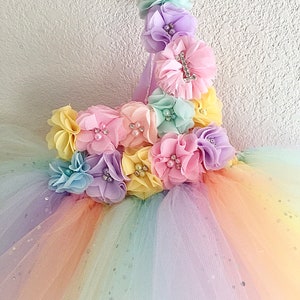 Pastel rainbow tutu dress ,smash cake tutu dress, photo prop tutu with matching headband for baby girls 6-18 months