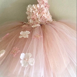 Rose gold,pink and ivory butterflytutu  dress,smash cake tutu dress, photo prop tutu dress for baby girls 6-18 months with matching headband