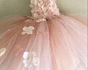 Rose gold,pink and ivory butterflytutu  dress,smash cake tutu dress, photo prop tutu dress for baby girls 6-18 months with matching headband