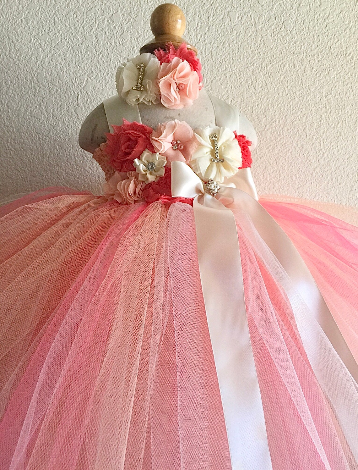 Ivoire pêche et robe tutu corail smash cake tutu robe ...