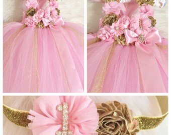 pink and gold dress 12 months