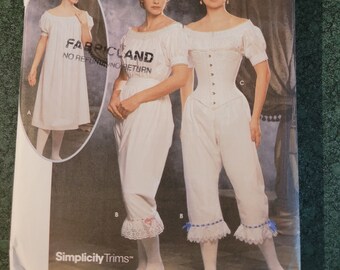 Uncut Simplicity Pattern 9769 Civil War Undergarments, The Fashion Historian, Size 14-20, re-enactment Costume,  Corset, Bloomers Pattern
