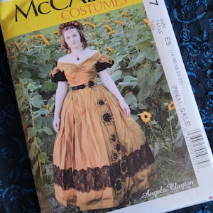 McCalls Sewing Pattern M8017, Uncut, Adult size Large 14-16-18-20-22, Angela Clayton Civil War style ball gown dress
