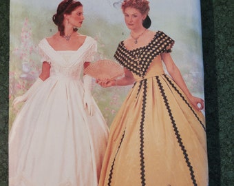 Uncut Butterick 6693, Civil War Dress Costume, Gone with the Wind, Out of Print, Re-enactment costume pattern Size 12 14 16