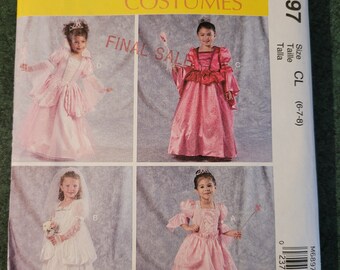 Uncut McCalls Pattern M6897, kids sizes 2-3-4-5, Flower Girl Dress, Formal Gown, Princess Costume, Fairy Tale Dress Up Halloween