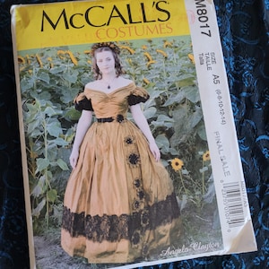 McCalls Sewing Pattern M8017, Uncut, Adult size Large 6-8-10-12-14 Angela Clayton Civil War style ball gown dress