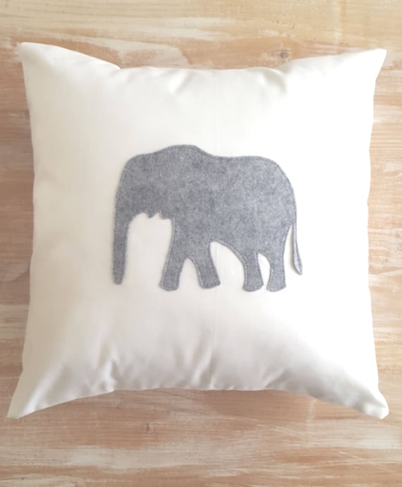 Elephant Safari pillow cover Gray White Art Gallery Fabric Elephant and Pillow
