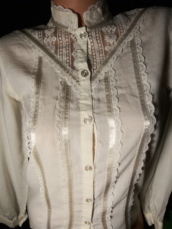 Vtg Cotton Sheer Blouse