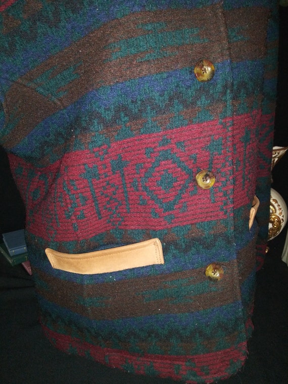 Vintage WOOLRICH Jacket 80s Rainbow Ethnic Stripe… - image 2