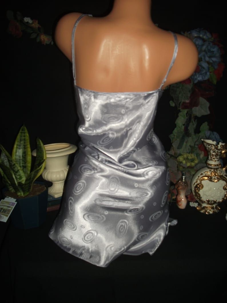 Vtg Satin Thin Babydoll Purple Thin oily Shiny Nightgown Nighty Lingerie L 42