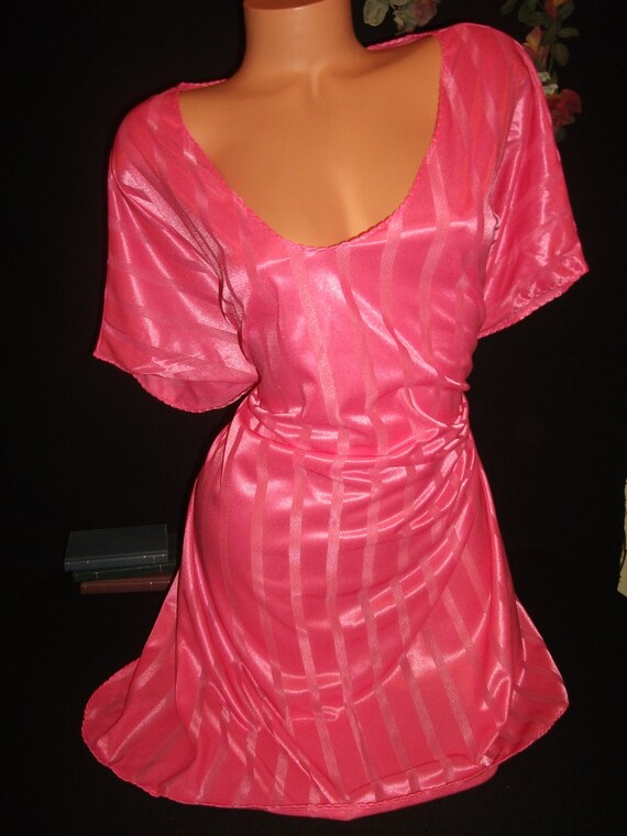 Vtg 80s Silky Frosted Shiny Pink Gown Sleep Shirt Nighty | Etsy