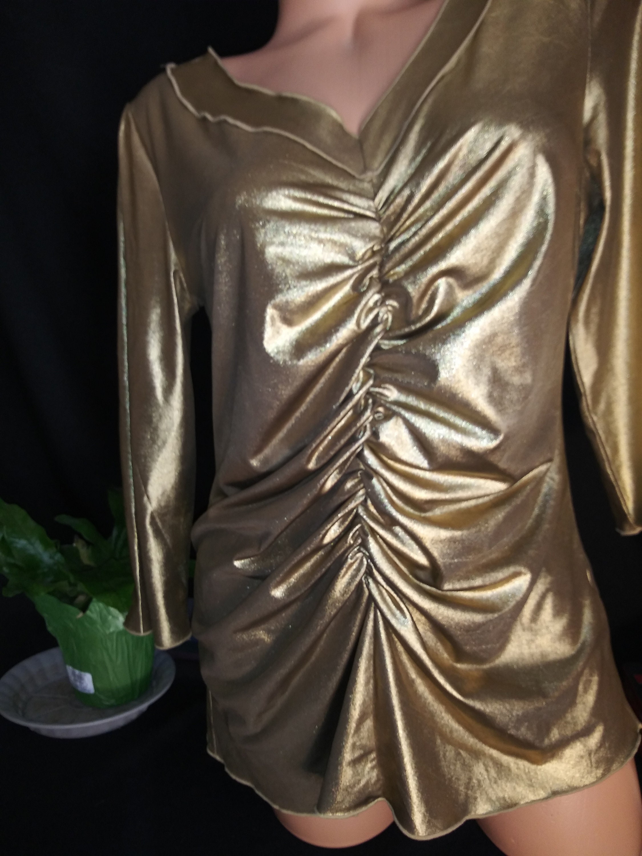 shiny gold blouse