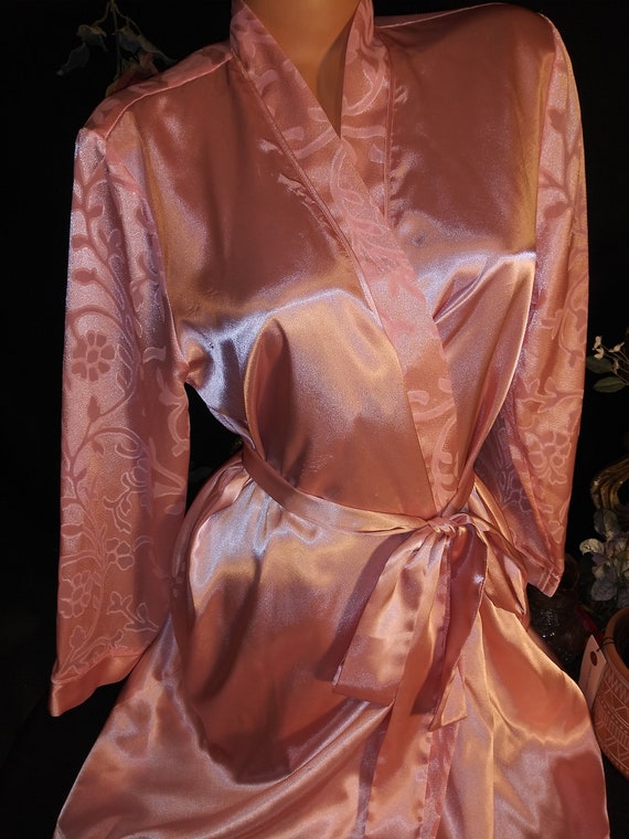 Vtg Satin Shiny Pink Cotton Candy Pink Nightie Ro… - image 2