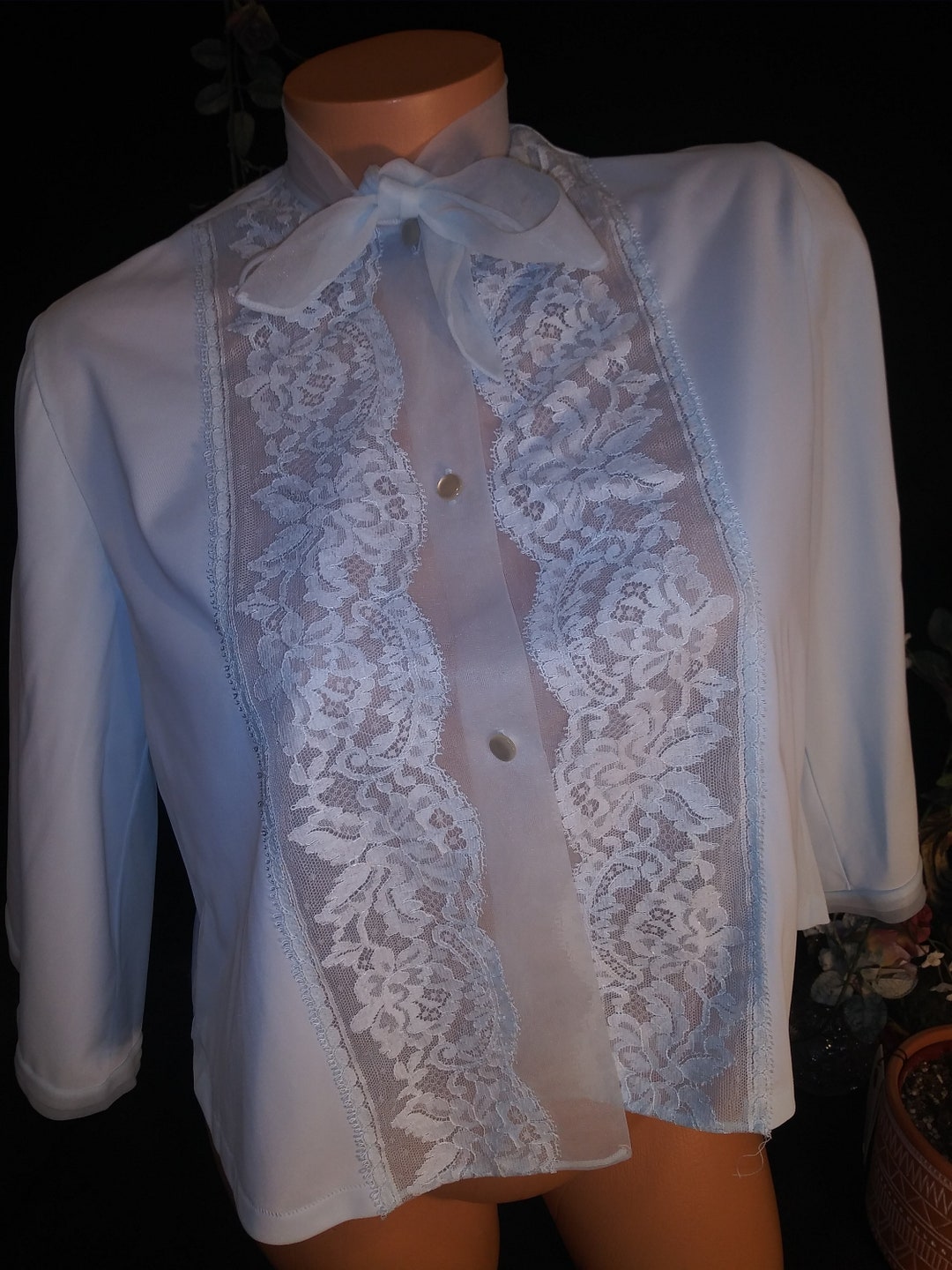 Vtg Silky Nylon Bed Jacket Nightie Baby Blue Gown Sleep Shirt Etsy