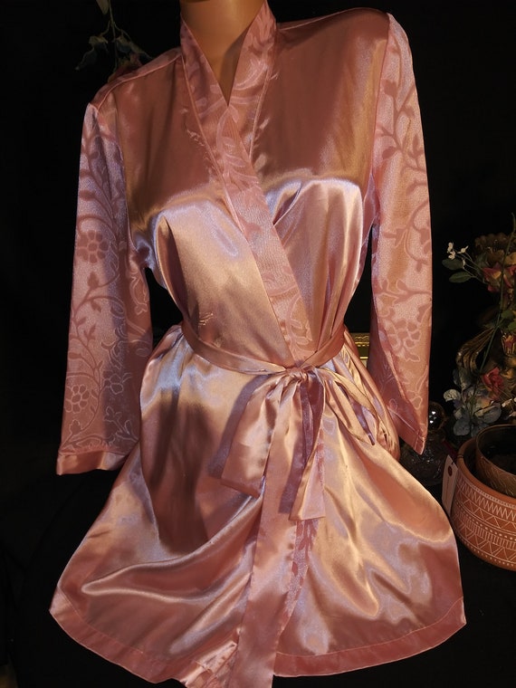 Vtg Satin Shiny Pink Cotton Candy Pink Nightie Ro… - image 1